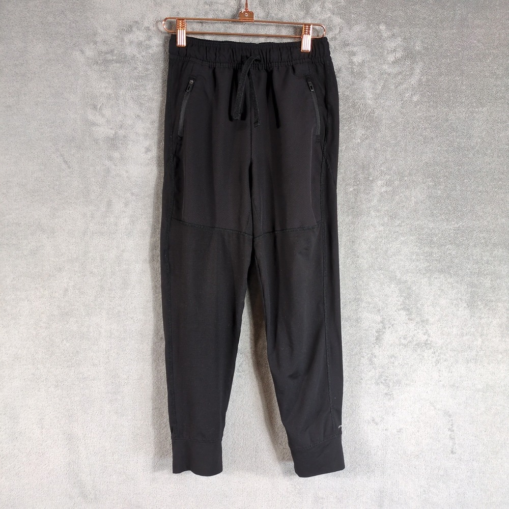 Athletic Works Boys Black Jogger Pants Size L 10-12 Zipper Pockets‎ Activewear